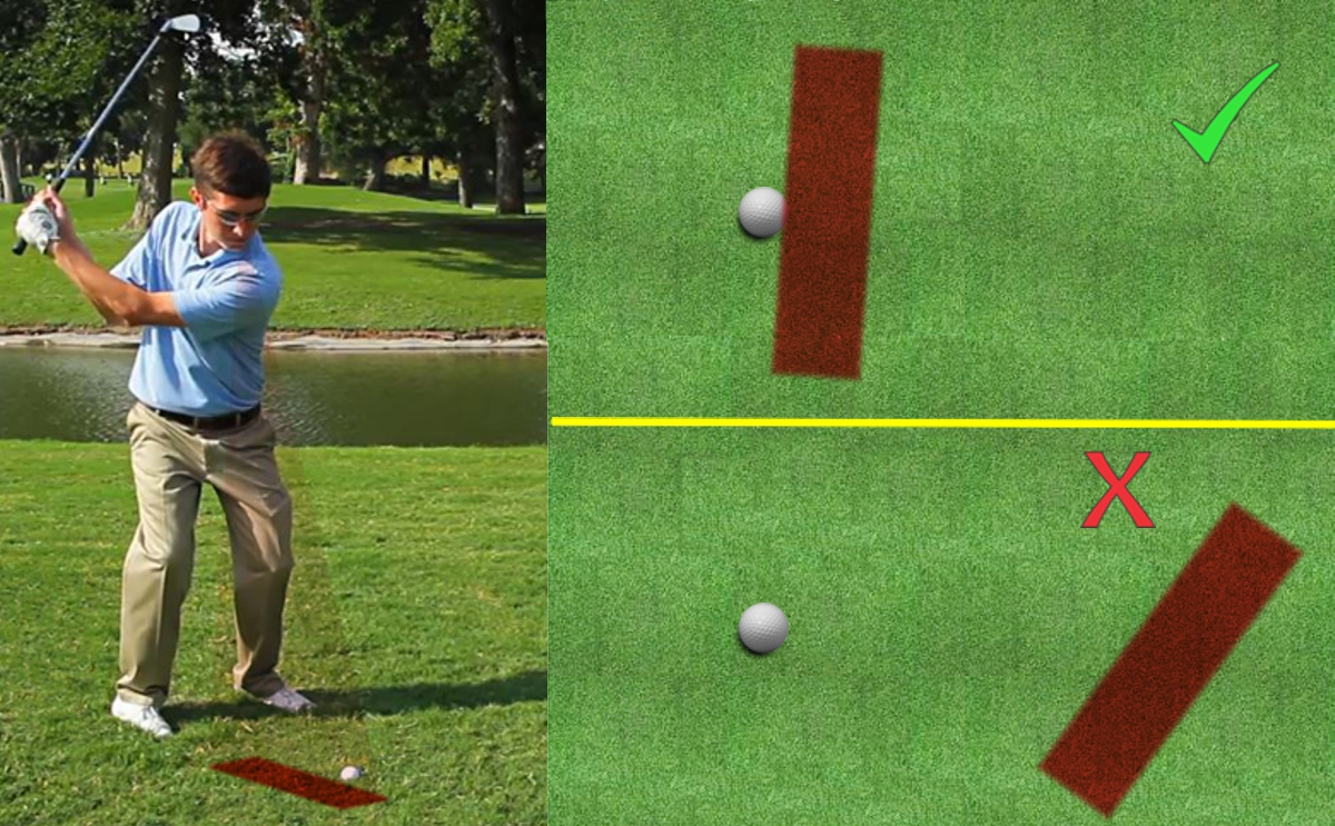 A golfer using the Steady Swing golf swing training aid to help him improve
     his golf swing.